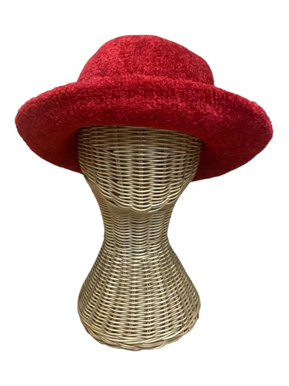 Liz Claiborne Womens Vintage Red Knit Floppy Bowler Hat 90s